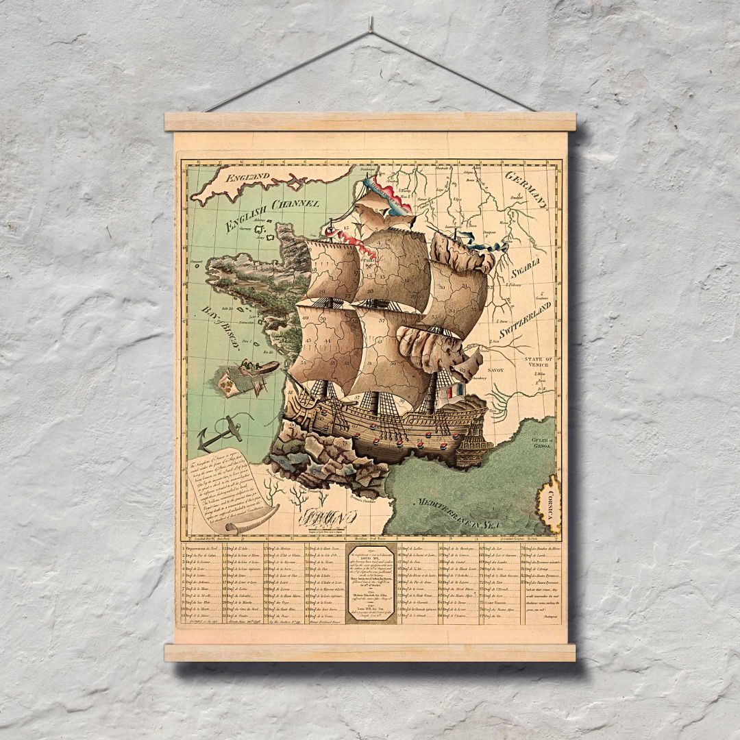 Карта на Френското кралство от края на 18 век.