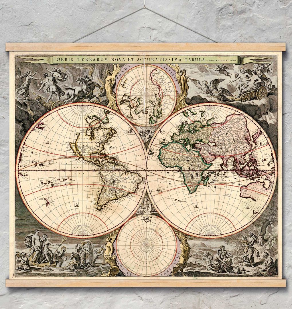 Карта на Света на Николаус Вишер от 1690 год.