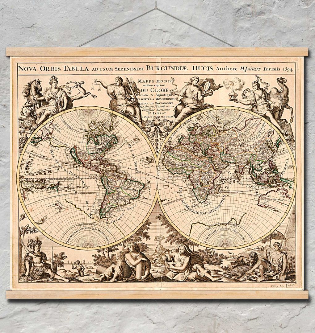 Карта на земния и водния глобус на Monseigneur Le Duc de Bourgogne, ок.1694 год.