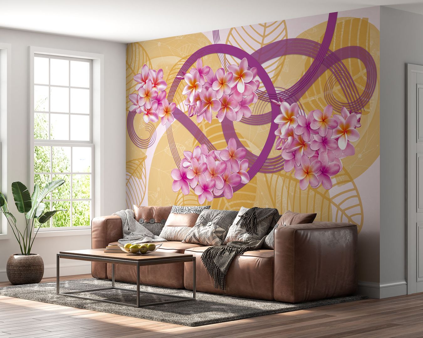 Флорален тапет с Цъфнало Франджипани