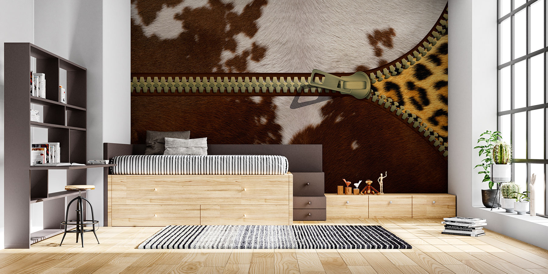 Тапет Леопардова кожа и цип